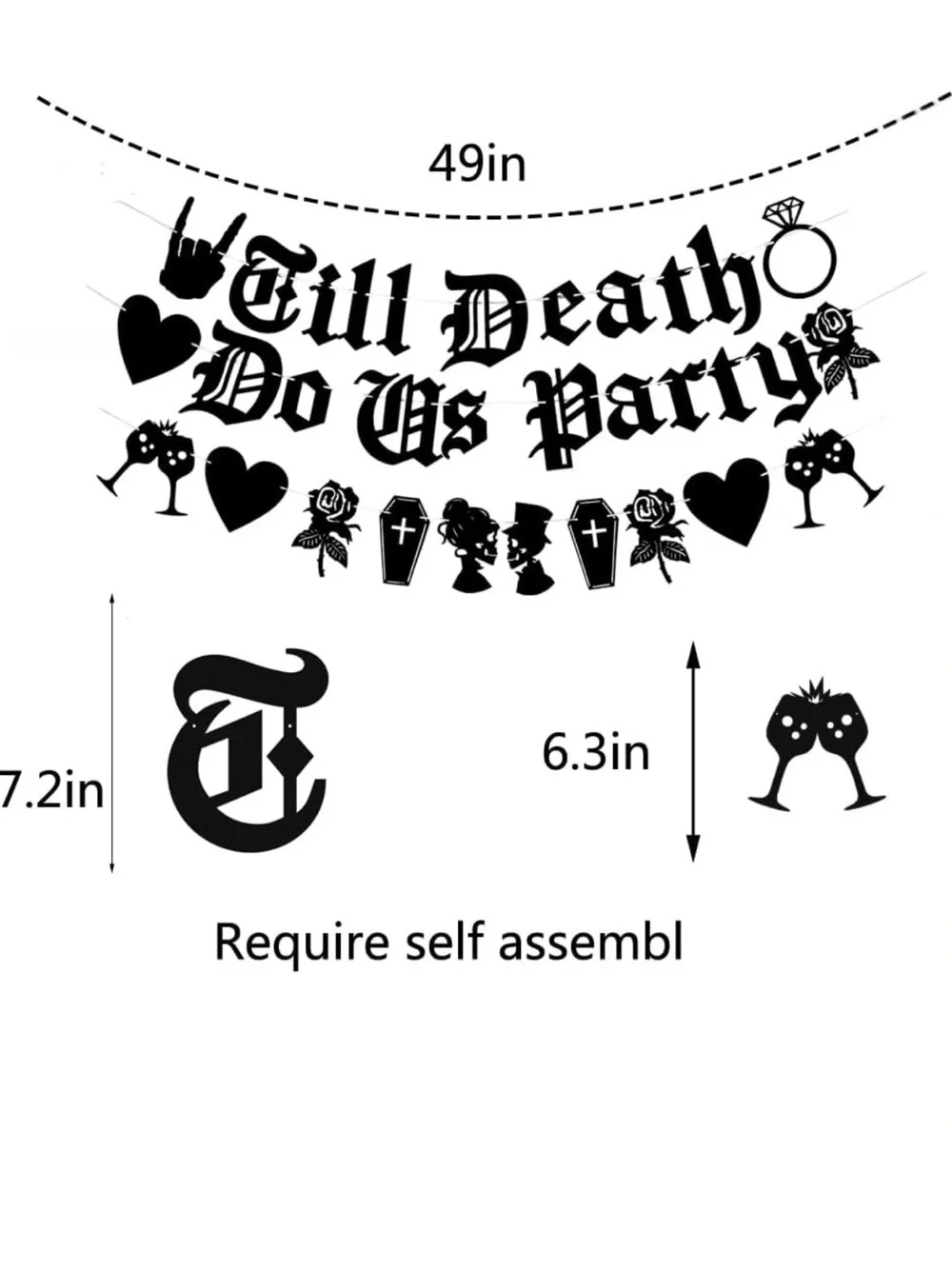 Till Death Do Us Party Halloween Wedding Bridal Shower Bachelorette Banner